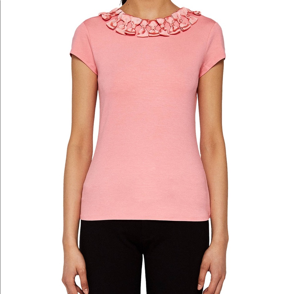 Ted Baker Charre pink bow collar tee XS